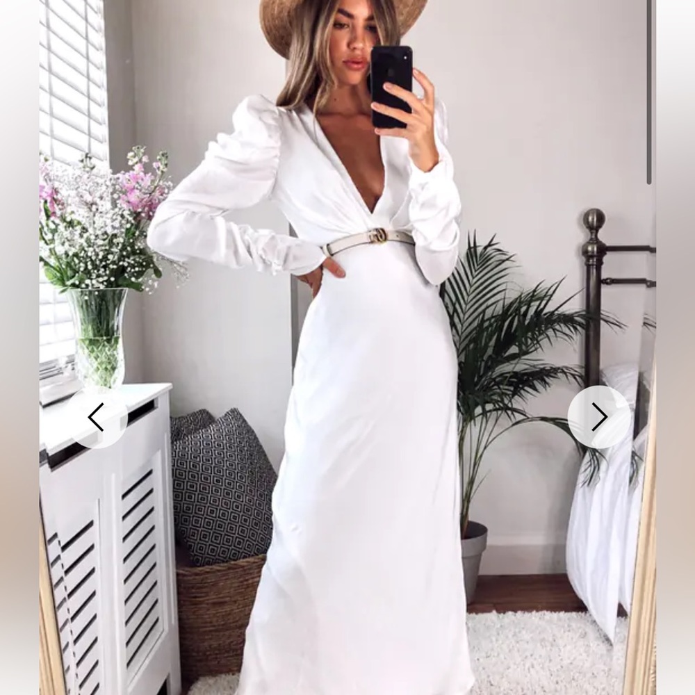 Bardot Zaria Long Sleeve Midi Maxi Dress In White